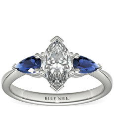 Classic Pear Shaped Sapphire Engagement Ring in Platinum